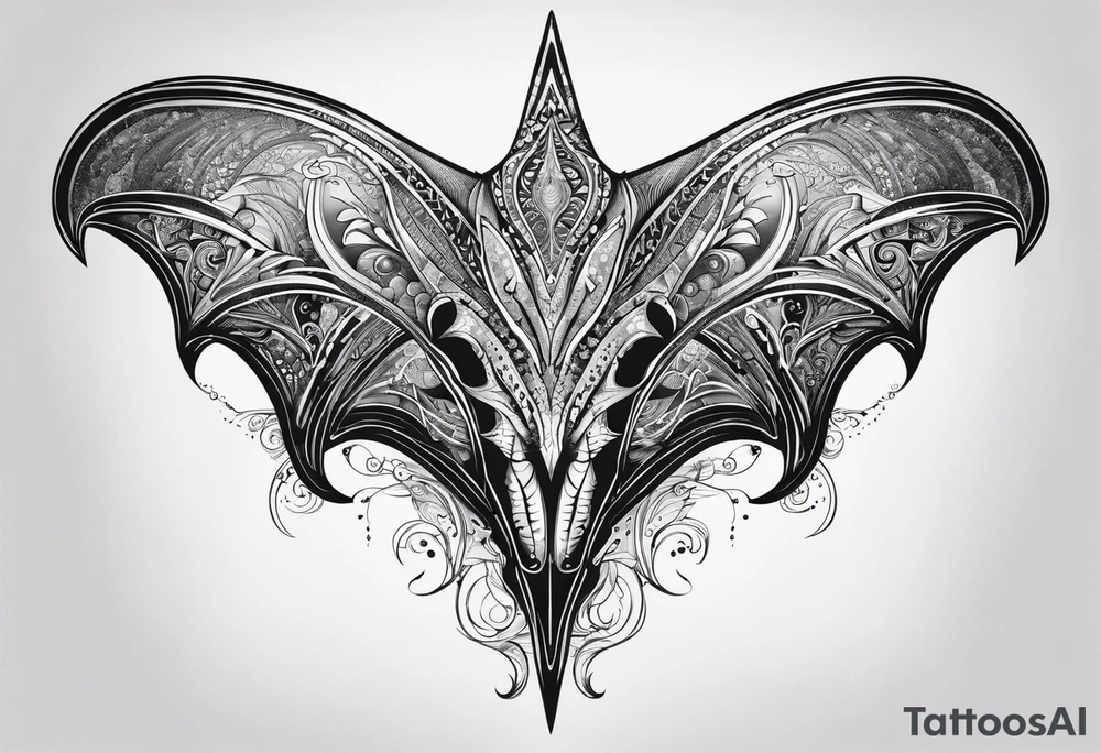 psychadelic manta ray symmetrical tattoo idea