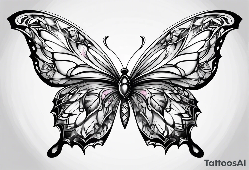 Soft butterfly on Indra's diamond network background tattoo idea