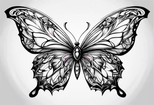 Soft butterfly on Indra's diamond network background tattoo idea