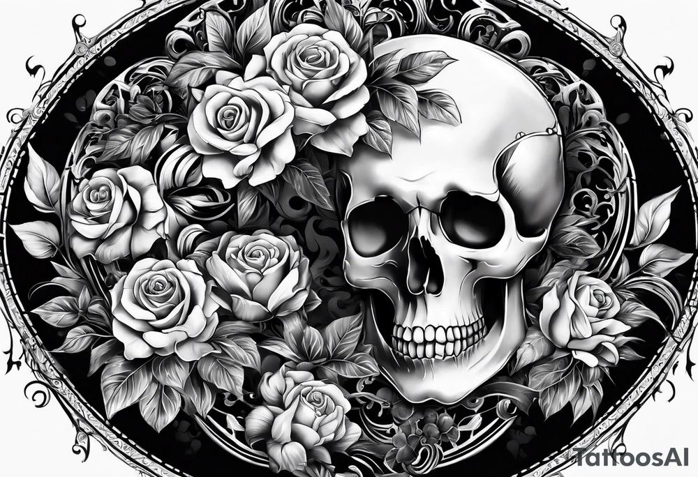 Memento mori writen skull sleeve tattoo design tattoo idea