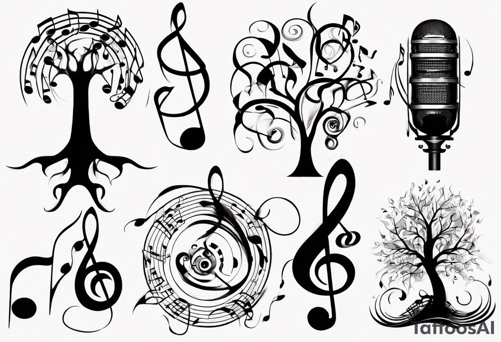 music speaker note tree stave notes tattoo idea