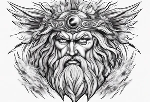 zeus with lightnings coming out of the eyes tattoo idea