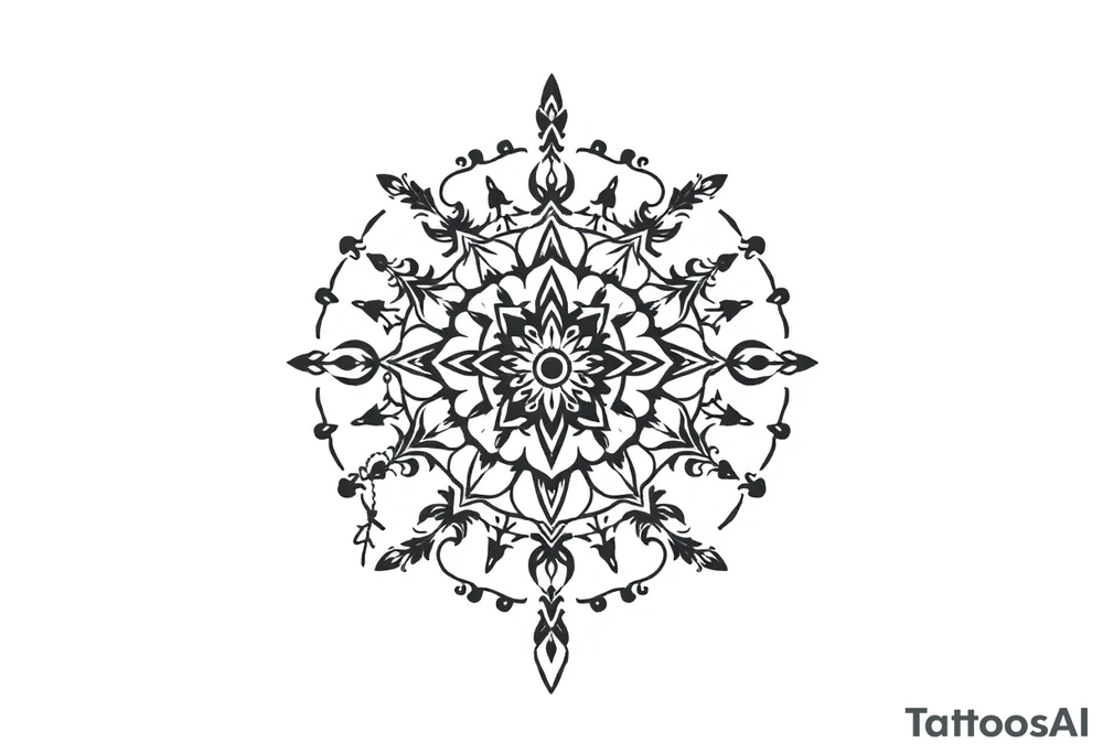 spiritual feathers ornamental mandala indian shaman rune tattoo idea