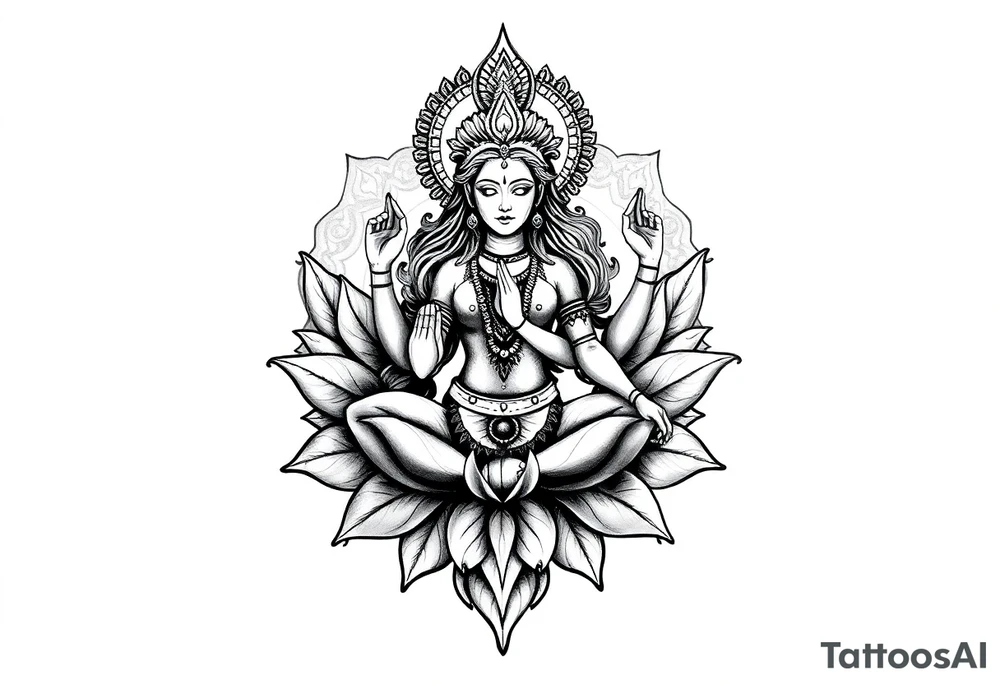 Goddess Parvati lotus mandala tattoo idea