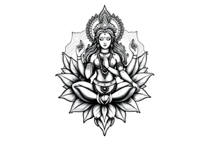 Goddess Parvati lotus mandala tattoo idea