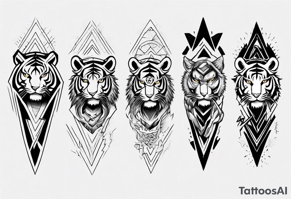 tiger warrior with lightning and the sun for a forearm sleeve tattoo idea tiger warrior with lightning and the sun for a forearm sleeve tattoo idea