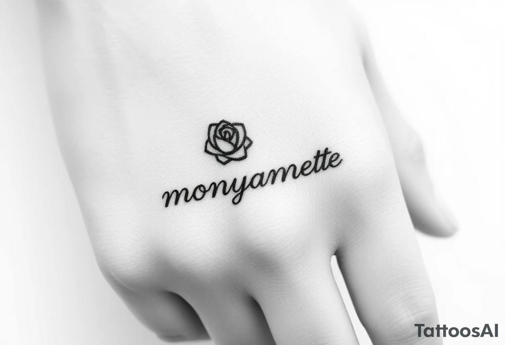 a rose seperate and a semicolon seperate from the name “monyanette” tattoo idea