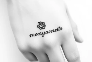 a rose seperate and a semicolon seperate from the name “monyanette” tattoo idea