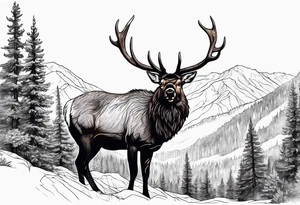 elk mountain forest tattoo idea
