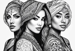 Three women side by side. Daughter on the left, mother in the middle, grandmother on the right. tattoo idea
