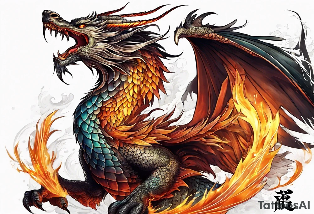 phoenix fighting dragon tattoo idea