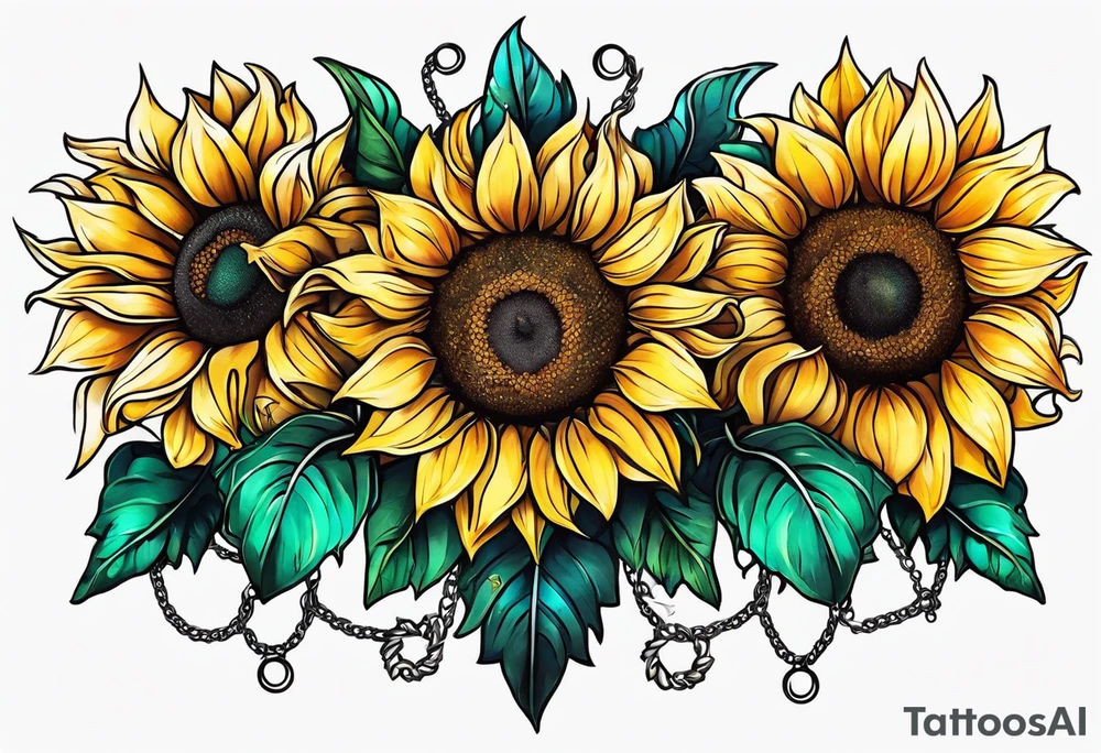 Sunflower chain tattoo idea
