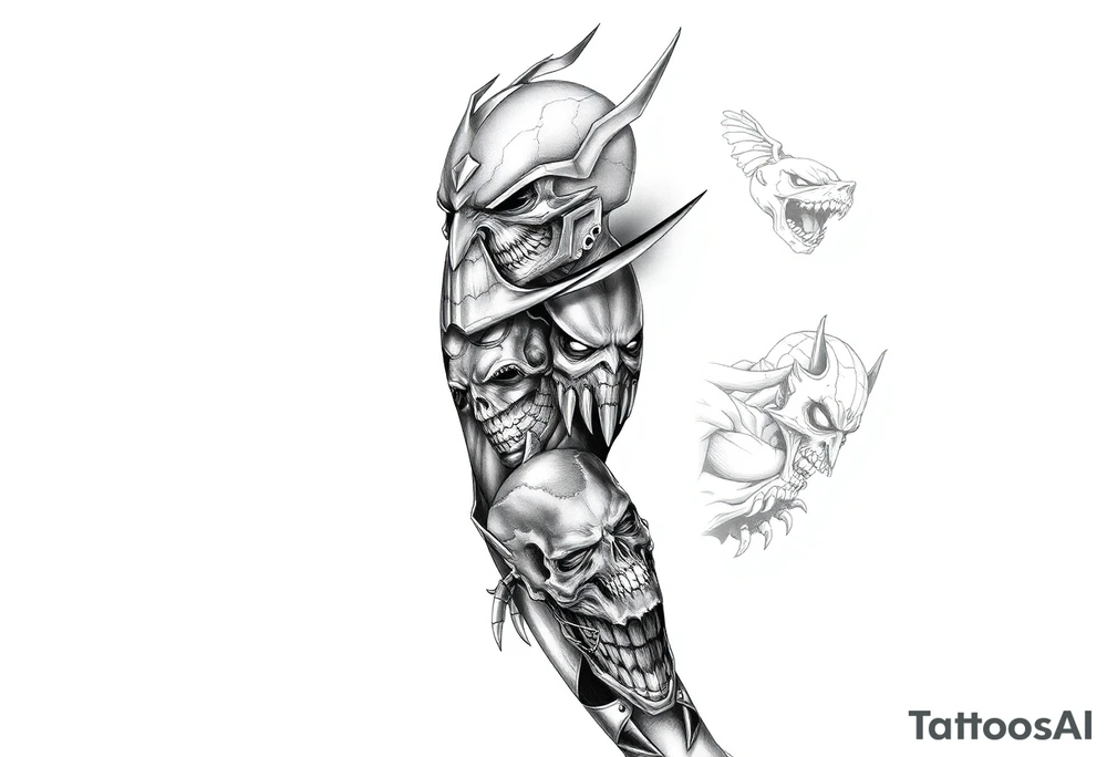 Comic related full sleeve of hero’s and a full sleeve of comic villians tattoo idea