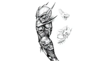 Comic related full sleeve of hero’s and a full sleeve of comic villians tattoo idea