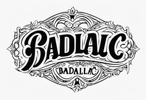 The word "BADILLAC" tattoo idea