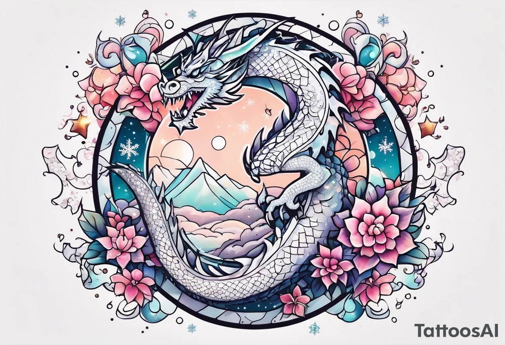 Constellation, dragon kawaii young ,snowflake tattoo idea