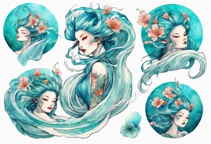 A beautiful undine with turquois scales. tattoo idea