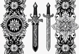Hand holding dagger tattoo idea