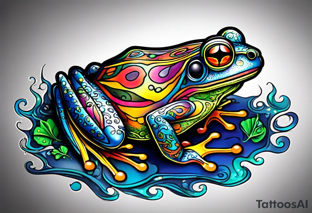 a psychedelic frog tattoo idea