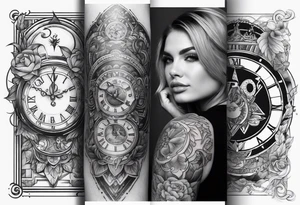 sleeve tattoo to contain the symbols family , love, health, time, money , happines tattoo idea