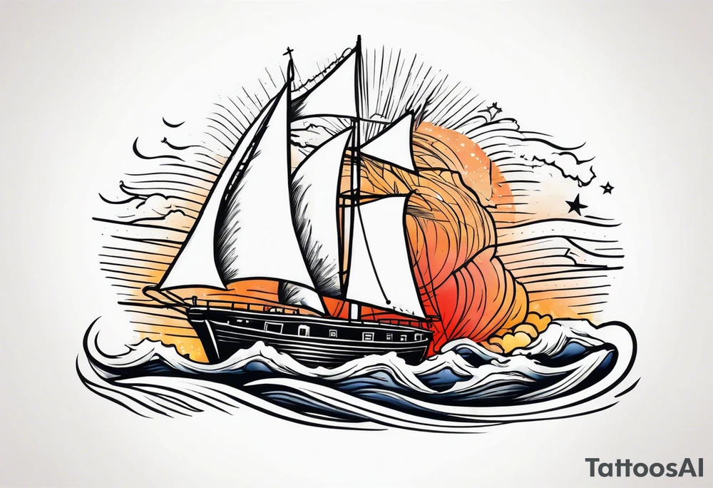 Leuchtturm 
Seil Bild 
Feuer 
Welle 
Schiff tattoo idea