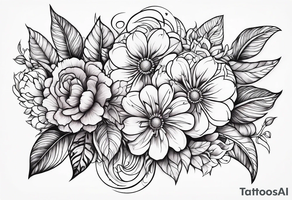 ornaments of flowers tattoo idea