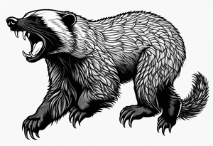 honey badger climbing-over, claws, top view tattoo idea