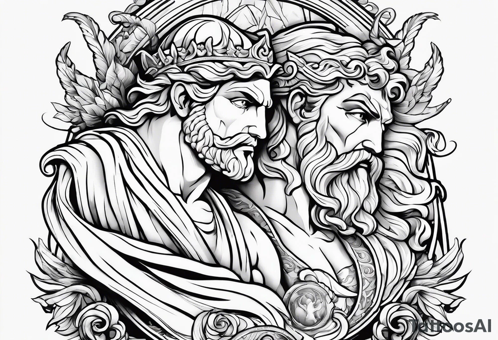 Olympian Hermes and Poseidon tattoo idea