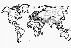 world drawn single line tattoo idea