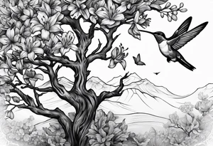 Oak tree and humming bird tattoo idea