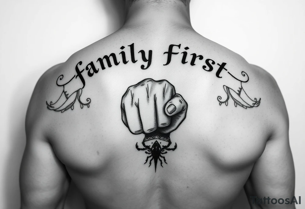 “family first”, mental health struggle, cancer astrological sign, closed fist tattoo idea