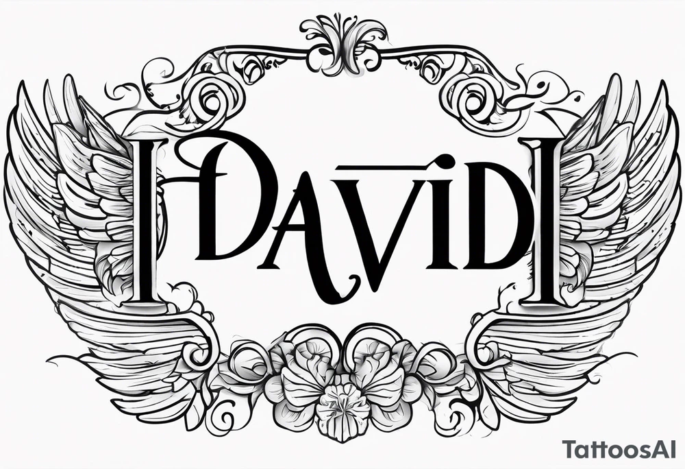 Name David with angel tattoo idea