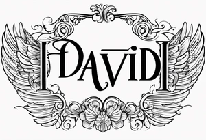 Name David with angel tattoo idea