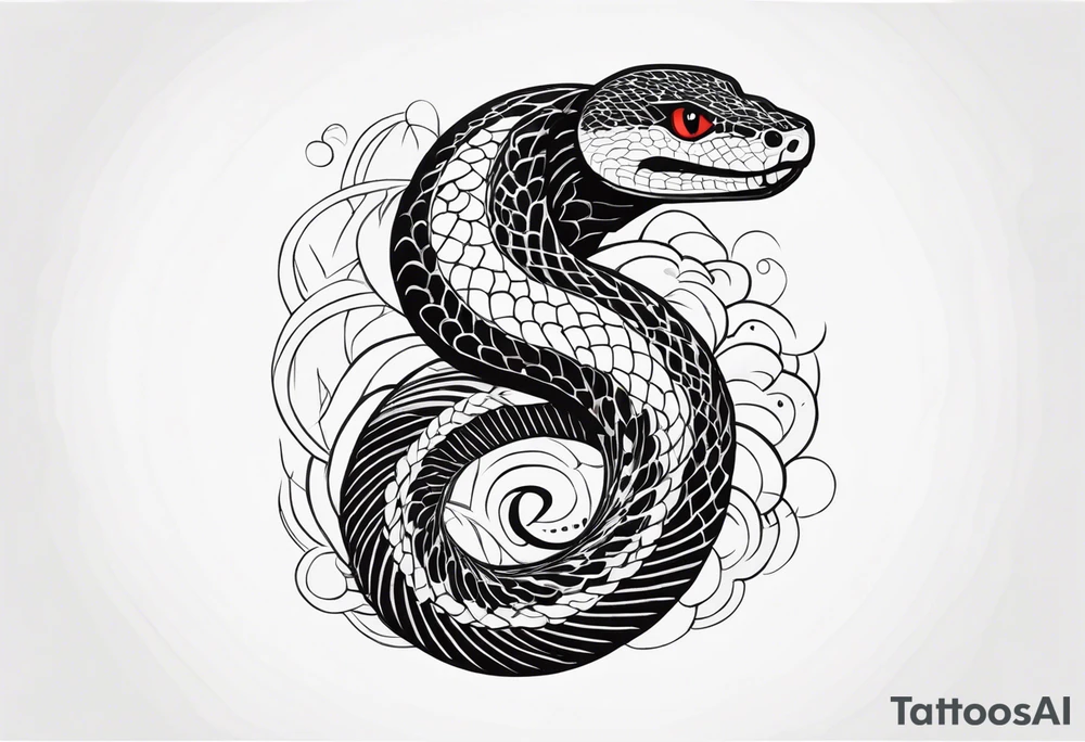 Aggresive Snake, this design must be in a vertical vertical proportion. Also, the desing must be minimalistic not saturated. tattoo idea