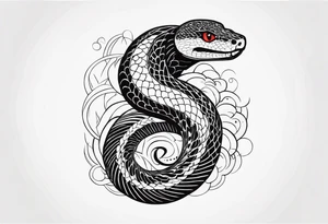 Aggresive Snake, this design must be in a vertical vertical proportion. Also, the desing must be minimalistic not saturated. tattoo idea