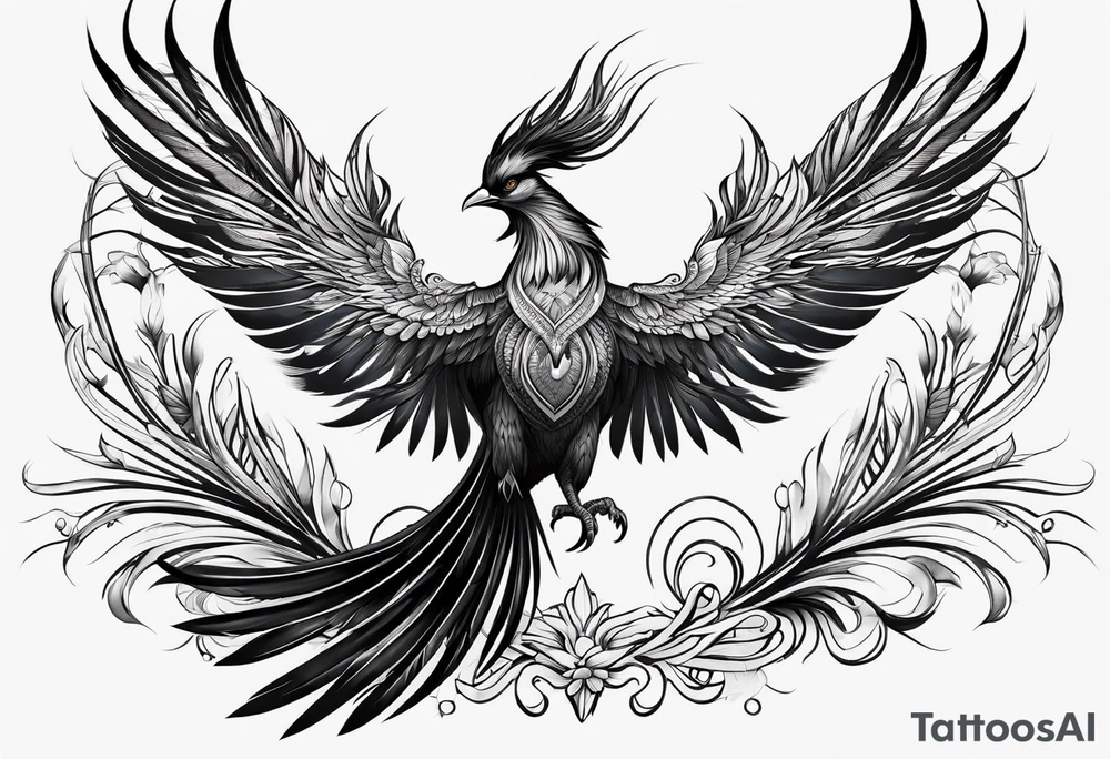 graceful asian style phoenix with extra long tail feathers and a long neck and large feathers
arm tattoo tattoo idea