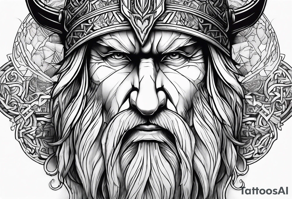 odin face nordic tattoo idea