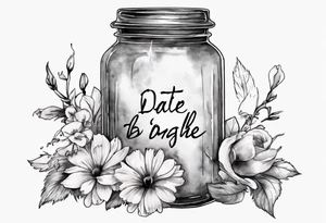 jar with flowers and the date blow the jar 12.08.05 tattoo idea