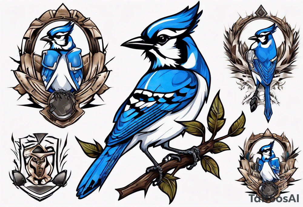 bluejay with trophy tattoo idea