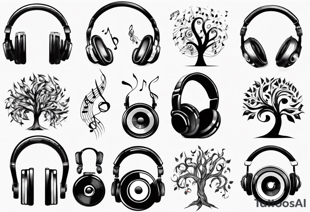 music speaker note tree headphones tattoo idea