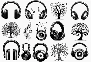 music speaker note tree headphones tattoo idea