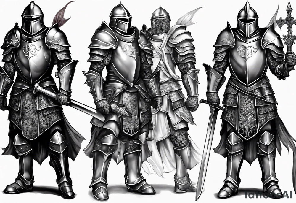 knight
 in heavy armor full body tattoo idea