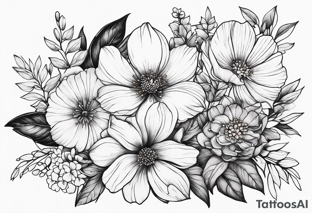 wildflower bouquet tattoo idea