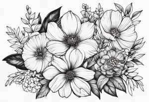 wildflower bouquet tattoo idea