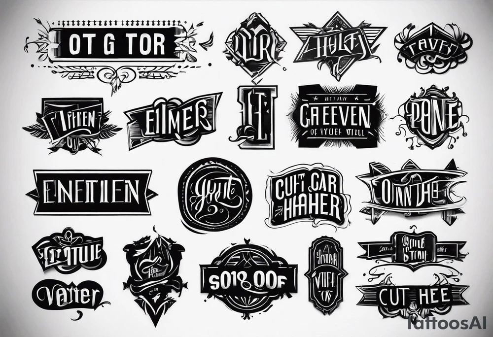 Cut here lettering tattoo design tattoo idea