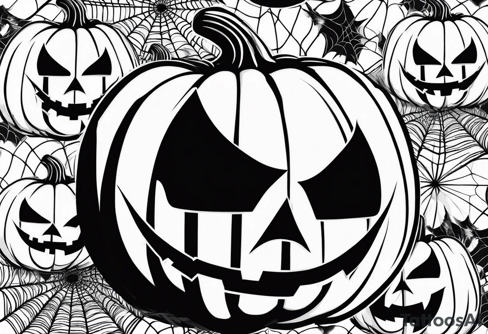 scary pumpkins with a spidernet in the background tattoo idea scary pumpkins with a spidernet in the background tattoo idea