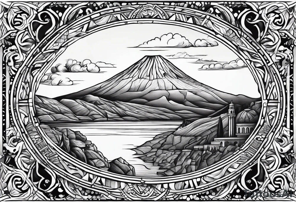 Put the Vesuvius and random coordinates in Naples together tattoo idea