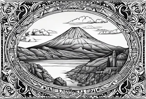 Put the Vesuvius and random coordinates in Naples together tattoo idea