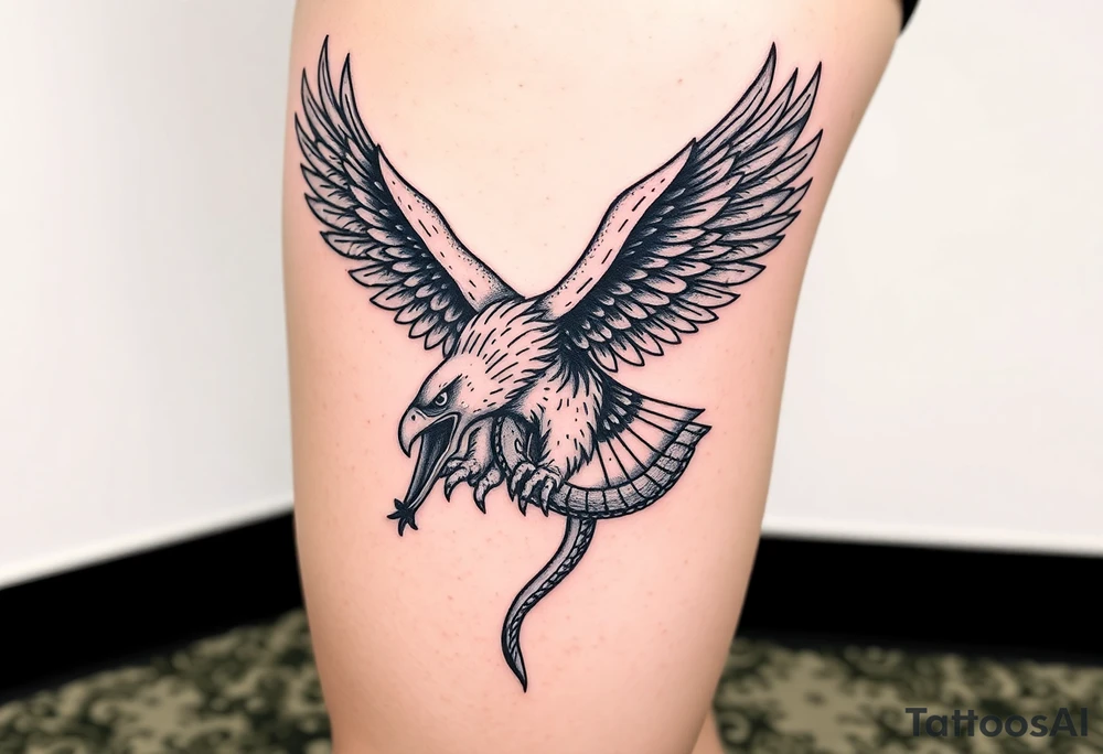 An eagle holding a serpent in his talons tattoo idea
