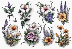 garden valley with flowers tattoo idea
